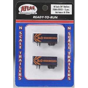    N 24 Trailer Baltimore & Ohio (2) Atlas Trains Toys & Games