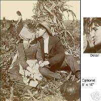 Romantic pumpkin patch kiss c1900   large photo picture  