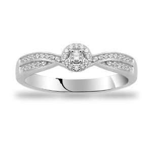  Womens 10k White Gold Engagement Ring (1/5 cttw I J Color 