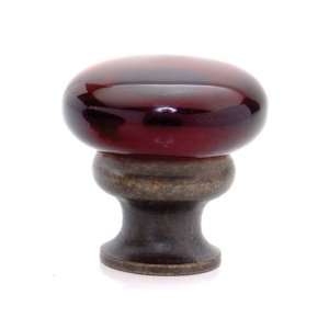 Ruby Red Mushroom Glass Knob 1 1/4