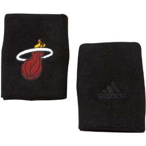  adidas Miami Heat 2 Pack Black Terry Cloth Wristbands 