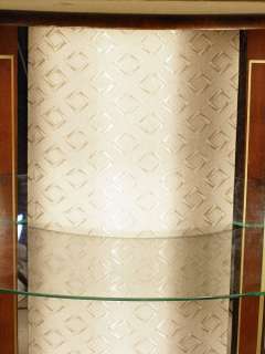 ANTIQUE English WALNUT Demilune CURIO Display CABINET w/ Mirrored Back 