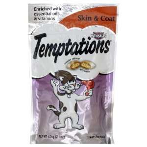Temptations Treats for Cats, Skin & Coat, Salmon Flavor, 2.1 Oz, (Pack 