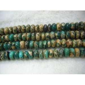    teal impression jasper 5x8mm rondelles strand 