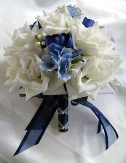 Bridal Bouquet wedding flowers decoration BLUE NAVY  