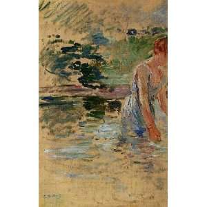   painting name The Bath at Mesnil, by Morisot Berthe