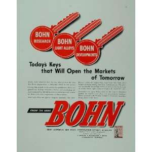 1943 Ad WWII Bohn Aluminum Brass Alloys Detroit WW2 