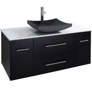 Bianca 48 Bathroom Vanity   Espresso with White Stone Counter and 
