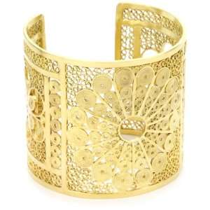   by Kathy Flesch 24k Gold Plated Filigree Big Flower Cuff Bracelet