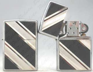 Zippo Black Diagonal Diamond Chrome Lighter 24872 *NEW*  
