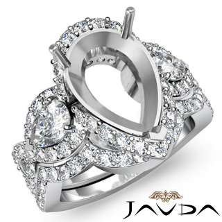 2Ct Diamond Vintage 3 Stone Ring Pear Bridal Set Platin  