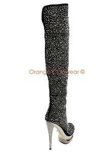PLEASER Rhinestone Encrusted Thigh Hi 6 Couture Boots 885487571690 