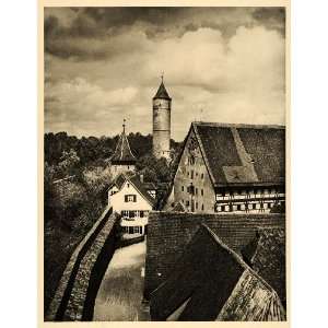  1934 Dinkelsbuhl Town Wall Bavaria Germany Guard Tower 