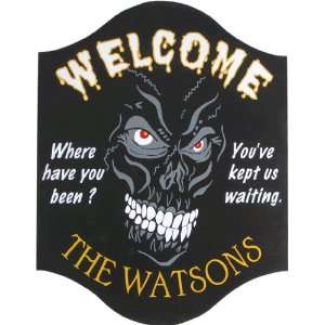   Personalized Wood Sign   Halloween Welcome With Face