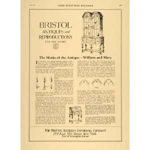  1921 Ad Bristol Antiques Importing Co Furniture Cabinet 