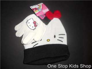HELLO KITTY Toddler Girls Winter Set HAT & GLOVES Cap Mittens  
