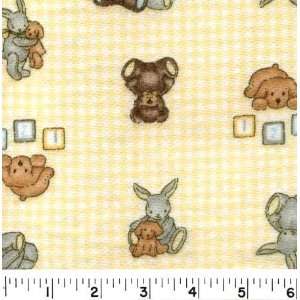  62 Wide BUNNY AND BEAR Fabric By The Yard: Arts, Crafts 