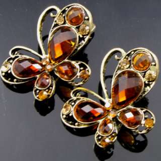 ADDL Item FREE SHIPPING 2 antiqued rhinestone crystal butterfly hair 