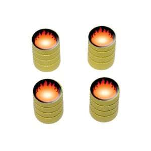  Fire Fireball   Tire Rim Valve Stem Caps   Yellow 