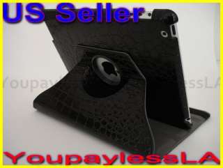 iPad 2 360° Crocodile Rotating Magnetic Leather Case Smart Cover W 