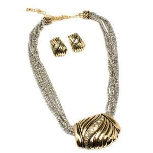  Gorgeous 2 Tone Gold/silver Crystal Multi strand Chain Etched Style 