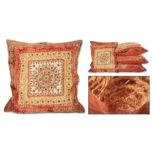  Cotton cushion covers, Rajasthan Melon (set of 5): Home 