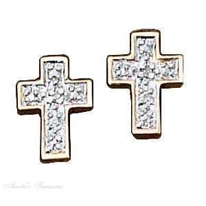  Gold Vermeil Rose Cut Illusion Christian Religious Cross 