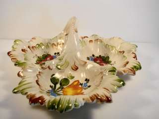 VINTAGE, MADE IN ITALY HAND PAINTED FANCY COMPARTMENT DISH  