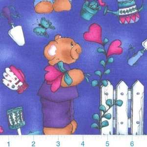  54 Wide Garden Bears Fabric By The Yard: Arts, Crafts 
