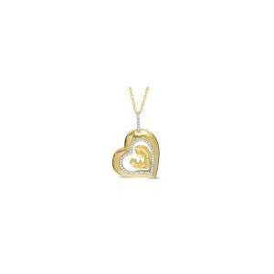 ZALES Diamond Motherly Love Heart Pendant in 18K Gold Vermeil 1/6 CT 