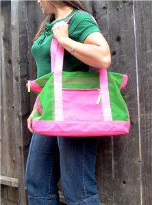 vtg 80s neon pink green oversized bag dog carrier tote  