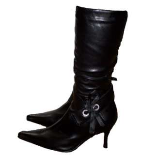 An B6545 Womens Mid Calf Boots  BLACK  size 10 Anna  