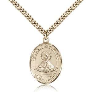  Gold Filled O/L Our Lady of San Juan Medal Pendant 1 x 3/4 