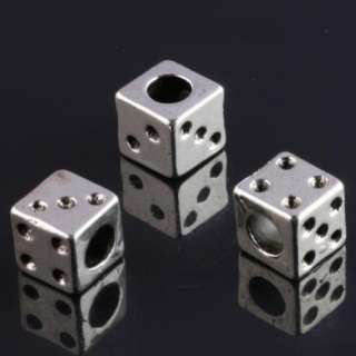 12PCS TIBET SILVER DICE BIG HOLE SPACER BEADS F8217  