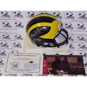  Signed Charles Woodson Mini Helmet   Riddell Michigan 