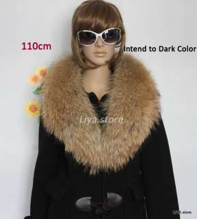   womens luxury real genuine nature color raccoon fur collar scarf wrap