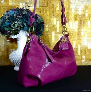 NWT COACH RARE MIA PINK BERRY GLOSS PATENT LEATHER HOBO CONVERTIBLE 
