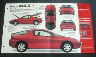 1991 MAZDA MX 3 1.8 V6 COUPE UNIQUE IMP BROCHURE  