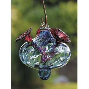  Aqua Blue Optic Glass Hummingbird Feeder: Kitchen & Dining