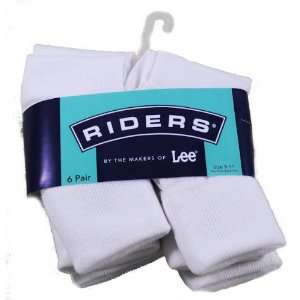  6 Pairs Womens Lee Riders White Socks with Cuffs 9 11 