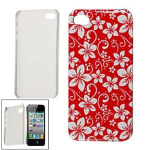   Floral Print Red Plastic IMD Back Cover for iPhone 4 4G: Electronics