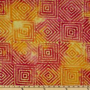   Indian Batik Tribal Squares Orange/Yellow Fabric By The Yard: Arts