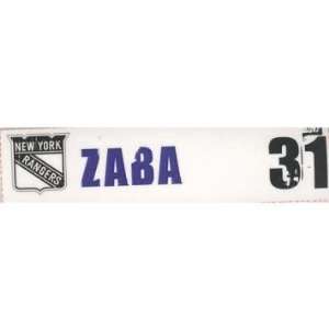  Matt Zaba #31 New York Rangers Game Used Locker Room Name 