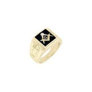  Black Square Masons Masonic Ring 18kt Gold EP Size 9 14 