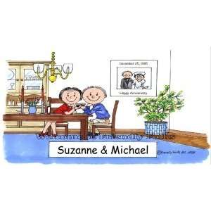 Wedding Anniversary or Special Occasion Personalized Cartoon Print 