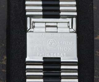 NSA band black & steel rare vintage watch bracelet NOS  