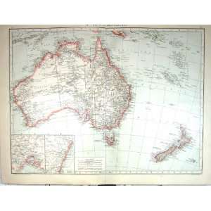 Antique Map C1893 Australia New Zealand Sydney Melbourne 