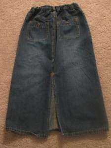   Girls Size 14 Long Dark Jean Denim Skirt Adjustable Waist Modest *LNC