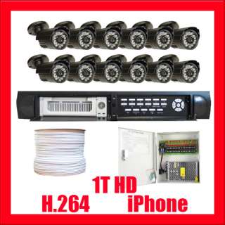  DVR 12 Surveillance Weather Proof Outdoor Camera System Package 540TVL