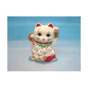  White Ceramic Maneki Neko Lucky 7 Cat